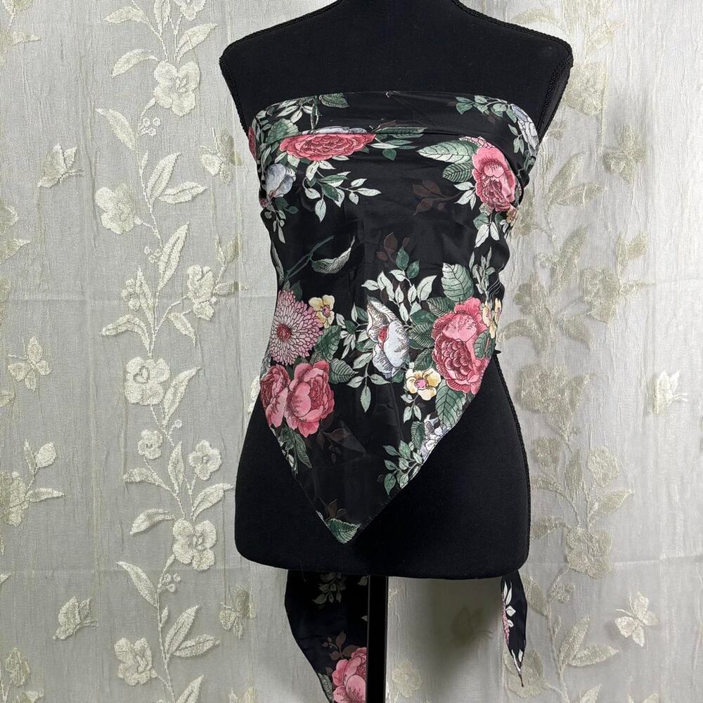 Black floral triangle wrap top or skirt